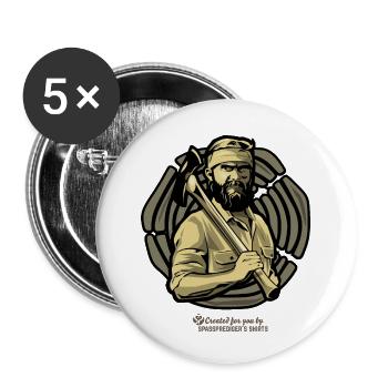 Bûcheron devant un disque d’arbre - Lot de 5 petits badges (25 mm) - blanc - Devant