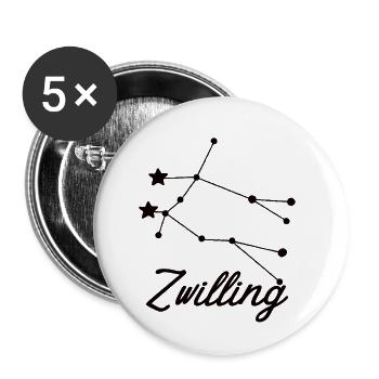 Sternzeichen Zwilling - Tierkreiszeichen - Buttons klein 25 mm (5er Pack) - Weiß - Vorne