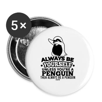 Pingouin - Lot de 5 petits badges (25 mm) - blanc - Devant