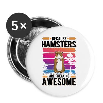 Hamster Geschenk Goldhamster Zwerghamster - Buttons klein 25 mm (5er Pack) - Weiß - Vorne