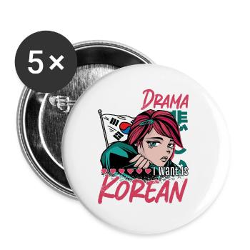 Korean Pop Design for a K-Pop Fashion Fan - Buttons small 1''/25 mm (5-pack) - white - Front