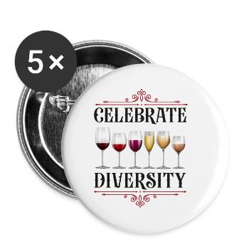Sommelier Wine Drinking Tasting - Buttons klein 25 mm (5er Pack) - Weiß - Vorne