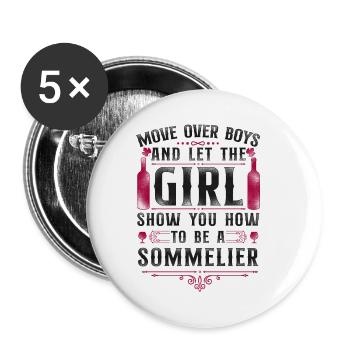 Sommelier Wine Drinking Tasting - Buttons klein 25 mm (5er Pack) - Weiß - Vorne