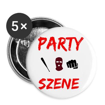 Party Szene - Buttons klein 25 mm (5er Pack) - Weiß - Vorne