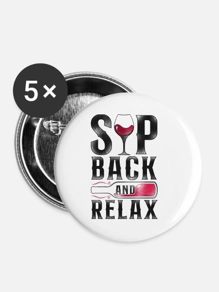 Sommelier Wine Drinking Tasting - Buttons klein 25 mm (5er Pack) - Weiß