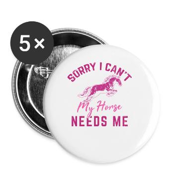 Désolé je ne peux pas mon cheval a besoin de moi cheval ri - Lot de 5 petits badges (25 mm) - blanc - Devant