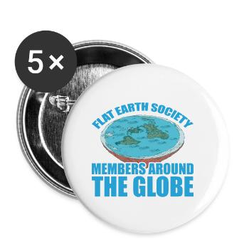 Flat Earth Society, Members Around The Globe 15 - Buttons klein 25 mm (5er Pack) - Weiß - Vorne