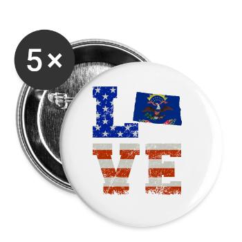 Love North Dakota Gift - Buttons small 1''/25 mm (5-pack) - white - Front