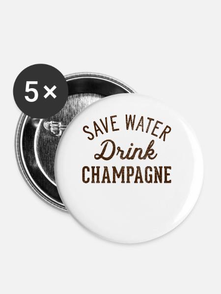 Sparen Sie Wassergetränk - Buttons klein 25 mm (5er Pack) - Weiß
