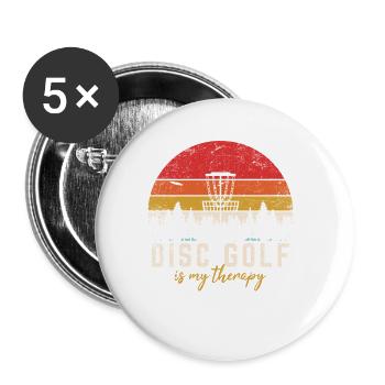 Disc Golf Is My Therapy Funny Frisbee Golf Disc Go - Lot de 5 petits badges (25 mm) - blanc - Devant