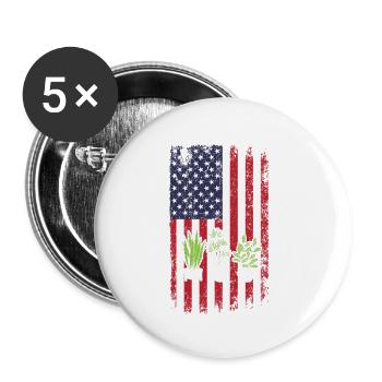 Cute Plants American Flag Funny Plant Lover Succul - Buttons small 1''/25 mm (5-pack) - white - Front