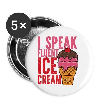 Crème glacée Cone Sundae Je parle - Lot de 5 petits badges (25 mm) - blanc - Devant