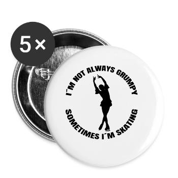 Schlittschuh Eislauf Eiskunstlauf Eiskunstlaufen - Buttons klein 25 mm (5er Pack) - Weiß - Vorne