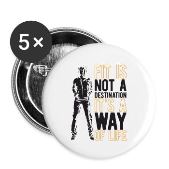 Fitness is my life - Buttons small 1''/25 mm (5-pack) - white - Front