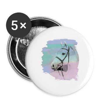 pferdekopf,pferd,aquarell,pink, schimmel,pastell - Buttons klein 25 mm (5er Pack) - Weiß - Vorne
