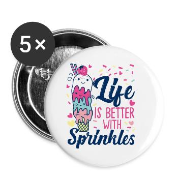 Crème glacée Cone Sundae Life Is - Lot de 5 petits badges (25 mm) - blanc - Devant