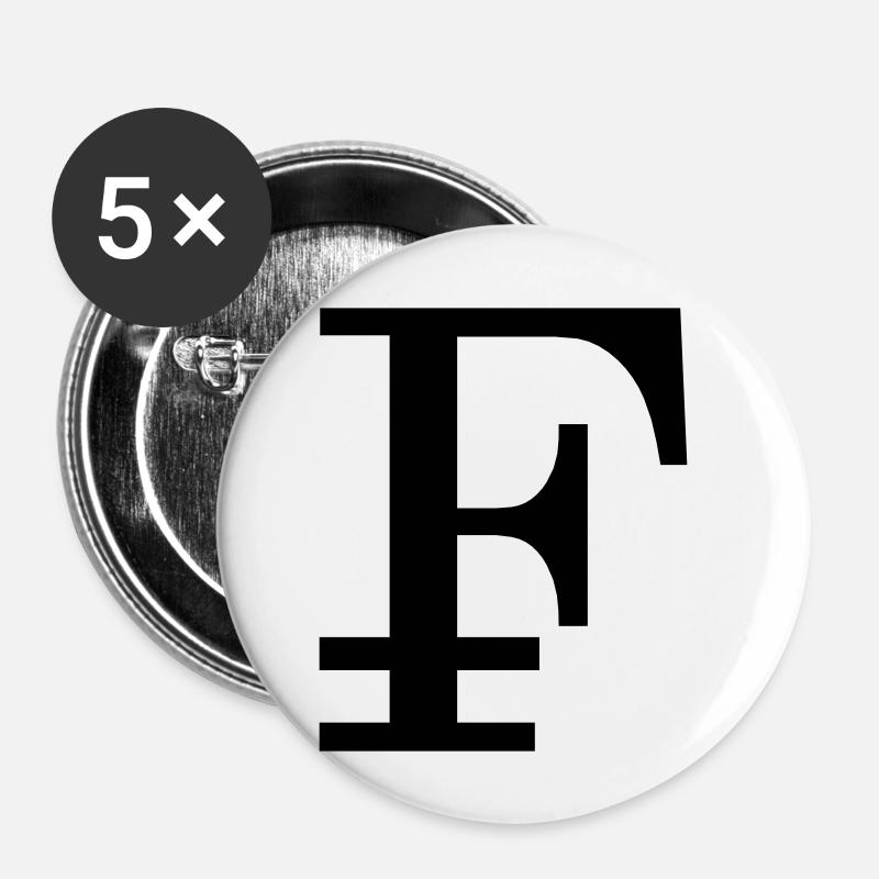 Franc suisse, stabilité et sécurité - Lot de 5 petits badges (25 mm) - blanc