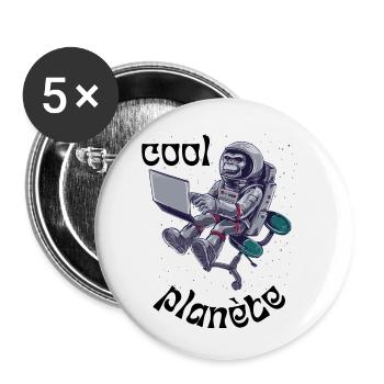 cool planète t-shirt cadeau homme femme humour - Lot de 5 petits badges (25 mm) - blanc - Devant