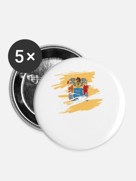 New jersey stolz geschenk - Buttons klein 25 mm (5er Pack) - Weiß