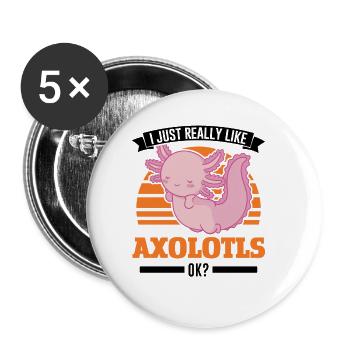 J’aime beaucoup Axolotls Tail Luch - Lot de 5 petits badges (25 mm) - blanc - Devant