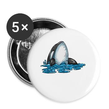 Whale dives on marine mammal Orca whale children - Buttons small 1''/25 mm (5-pack) - white - Front