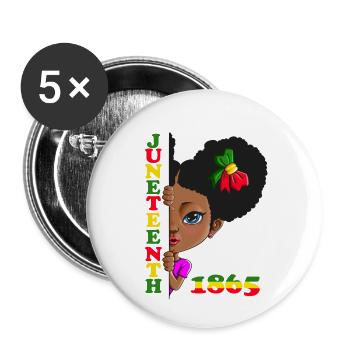 Brave Women Black Girl Juneteenth 1865 Fête des mères - Lot de 5 petits badges (25 mm) - blanc - Devant