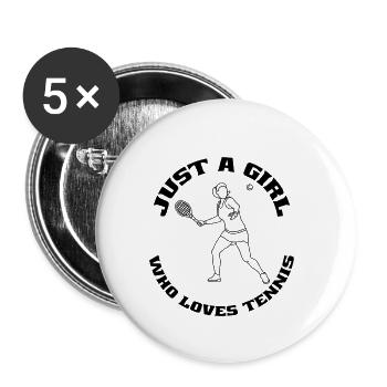 Tennis Mädchen Tennisverein Frau Tennisspielerin - Buttons klein 25 mm (5er Pack) - Weiß - Vorne