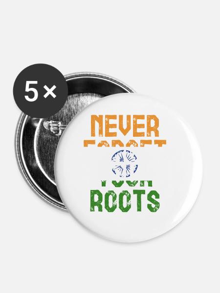 Roots Indien Geschenk - Buttons klein 25 mm (5er Pack) - Weiß