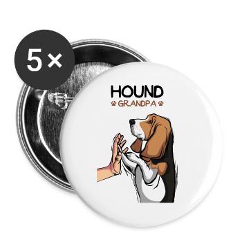 Basset Hound Grandpa Dogs - Buttons small 1''/25 mm (5-pack) - white - Front