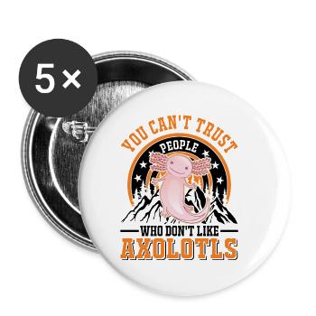 Axolotl Gift Tail Lurch - Buttons small 1''/25 mm (5-pack) - white - Front