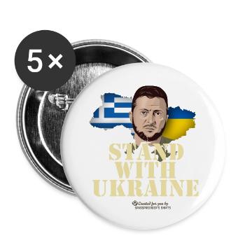 Selenskyj Ukraine Griechenland - Buttons klein 25 mm (5er Pack) - Weiß - Vorne