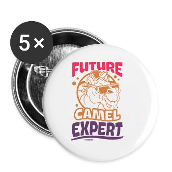 Futur expert camel - Lot de 5 petits badges (25 mm) - blanc - Devant