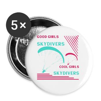 Good Girls Like Skydivers Cool Girls Are Skydivers - Buttons klein 25 mm (5er Pack) - Weiß - Vorne