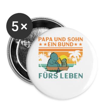 Papa und Sohn Ein Bund fürs Leben - Buttons klein 25 mm (5er Pack) - Weiß - Vorne