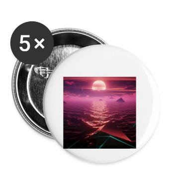 Coucher de soleil rétro - Lot de 5 petits badges (25 mm) - blanc - Devant