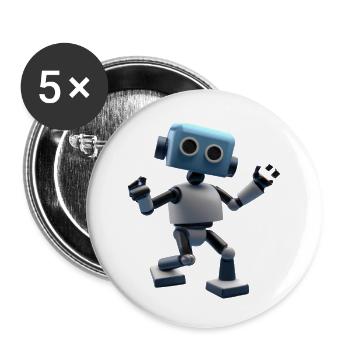 Tanzender Roboter - Buttons klein 25 mm (5er Pack) - Weiß - Vorne