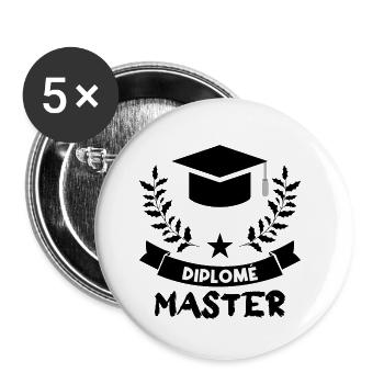 Diplôme Master. - Lot de 5 petits badges (25 mm) - blanc - Devant