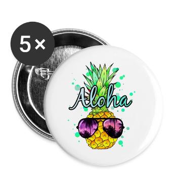 Ananas Aloha - Buttons klein 25 mm (5er Pack) - Weiß - Vorne