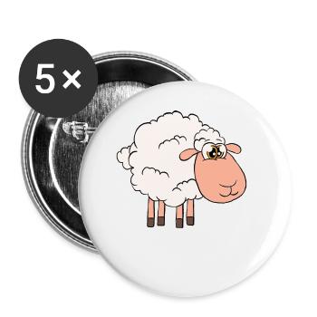La mère du mouton mignon - Lot de 5 petits badges (25 mm) - blanc - Devant