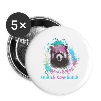 Roter panda ,Malerei,pandabär, endlich schulkind - Buttons klein 25 mm (5er Pack) - Weiß - Vorne