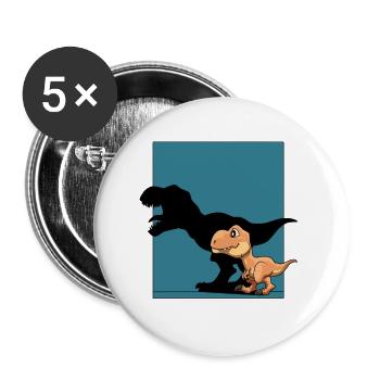 Dinosaurier T-Rex Schattenfigur Dino - Buttons klein 25 mm (5er Pack) - Weiß - Vorne