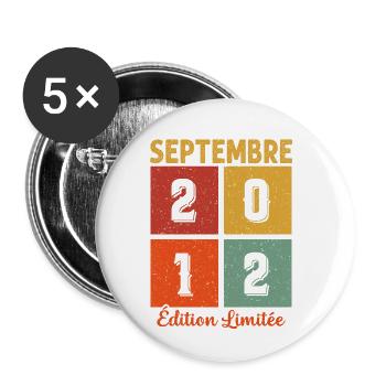 Septembre 2012 Original Idée Cadeau Anniversaire - Lot de 5 petits badges (25 mm) - blanc - Devant