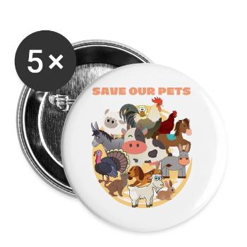 Sauvez nos animaux de compagnie - Lot de 5 petits badges (25 mm) - blanc - Devant
