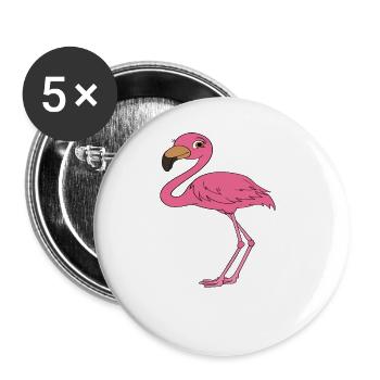Drôles de graphismes flamants roses - Lot de 5 petits badges (25 mm) - blanc - Devant