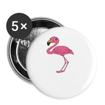 Drôles de graphismes flamants roses - Lot de 5 petits badges (25 mm) - blanc - Devant