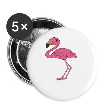 Drôles de graphismes flamants roses - Lot de 5 petits badges (25 mm) - blanc - Devant