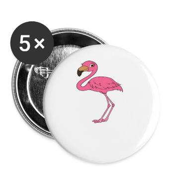Drôles de graphismes flamants roses - Lot de 5 petits badges (25 mm) - blanc - Devant