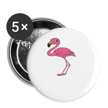 Drôles de graphismes flamants roses - Lot de 5 petits badges (25 mm) - blanc - Devant