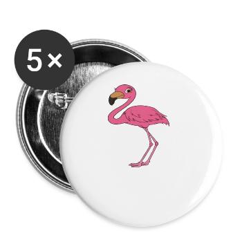Drôles de graphismes flamants roses - Lot de 5 petits badges (25 mm) - blanc - Devant