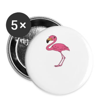 Drôles de graphismes flamants roses - Lot de 5 petits badges (25 mm) - blanc - Devant